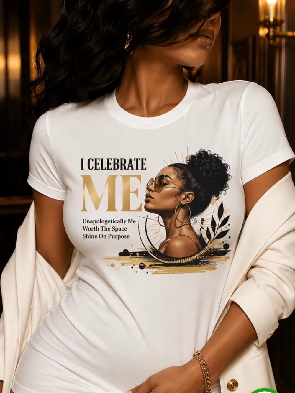 I Celebrate Me White Graphic Tee t shirt size MEDIUM